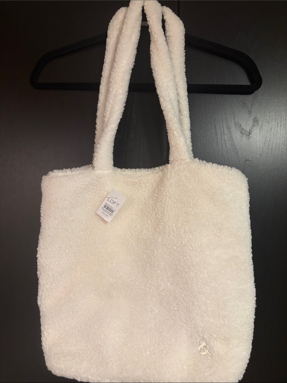 LOFT Off-White Sherpa Tote Bag
